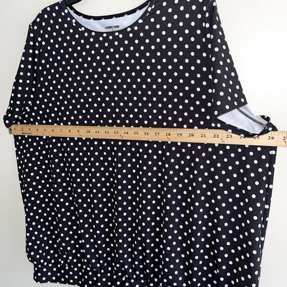 Lands End Polka Dots Knit Top Size 2X Womans White Short Sleeves Tie Knot - Picture 5 of 8